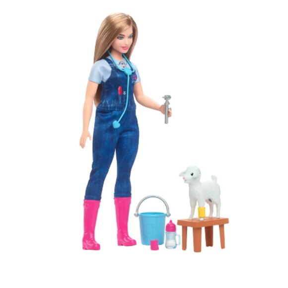 Barbie Bundle of 1 Livestock Vet lamb Playset Blonde 1 Doctor Curvy Brunette NWT - Picture 8 of 8